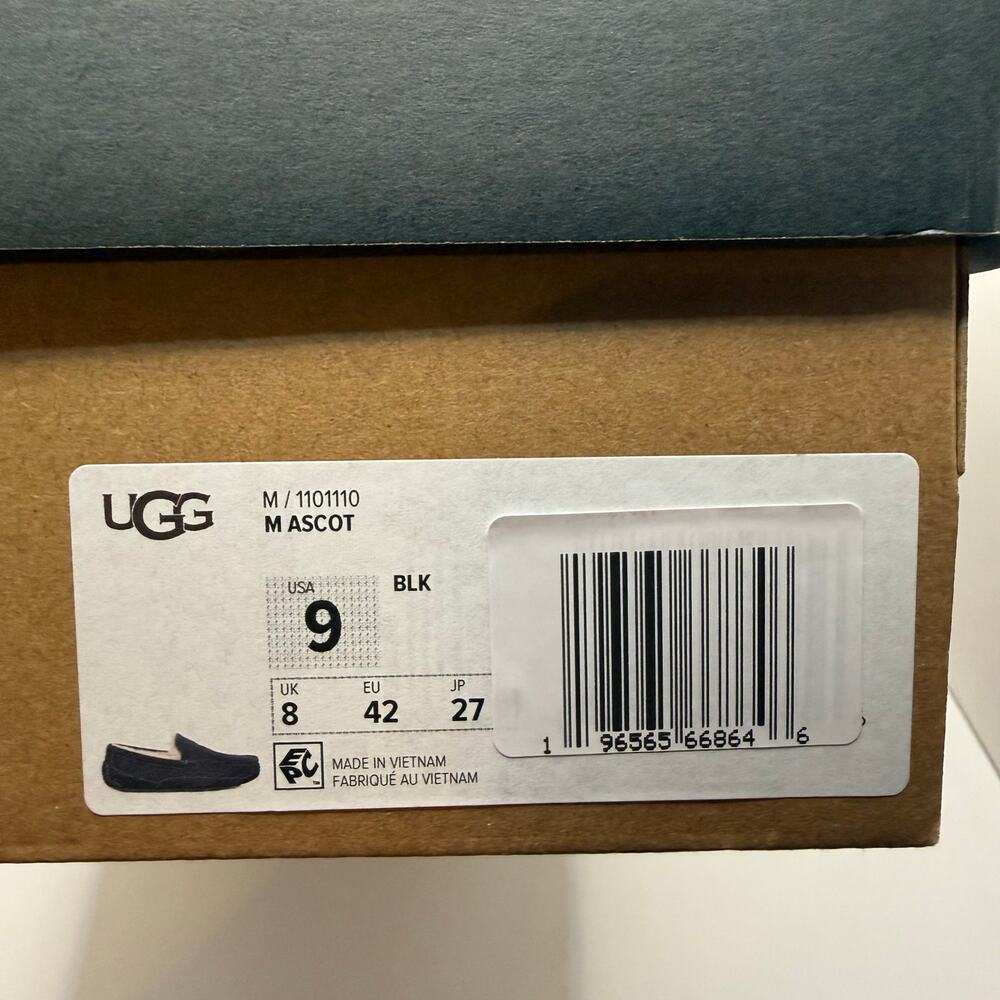 UGG Men’s‎ Ascot Black Suede Slip On Loafer Slippers- Size 9 - Picture 6 of 6